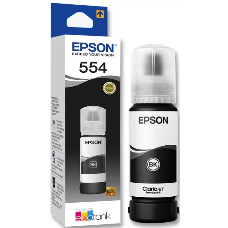 Botella Epson T554120-AL Negro Pigmento, 70 ml L8180 (6.700 paginas)