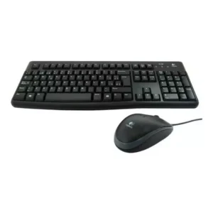COMBO TECLADO MOUSE MK120 Logitech Español Alámbrico USB Compatible Win Antiderrames Letras No Se Borran Garantía 3Años-NEGRO